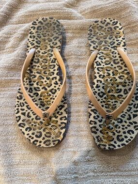 Sam Edelman Leopard Print Flip Flops with Nude Straps